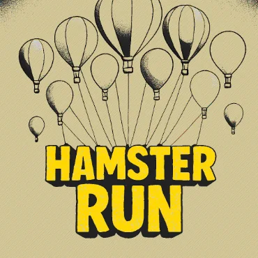 La Hamster Run inscripción está atada a los rodillos y sale volando.